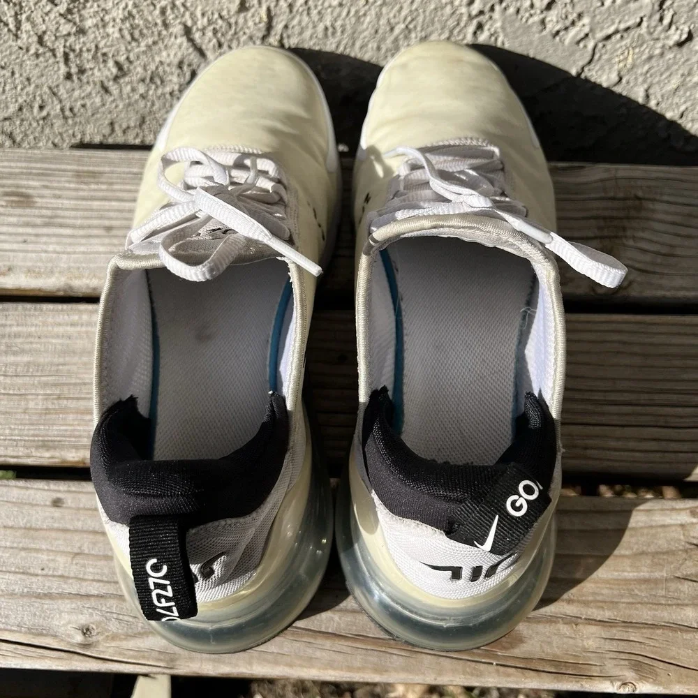 Nike Shoe Men Size 10 Air Max 270 Golf Sneakers White Low White